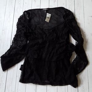 Express black sweetheart lace top. New with tags.